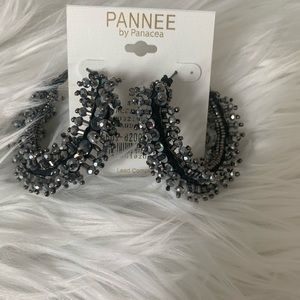NWT Pannee by Panacea grey & black hoop earrings